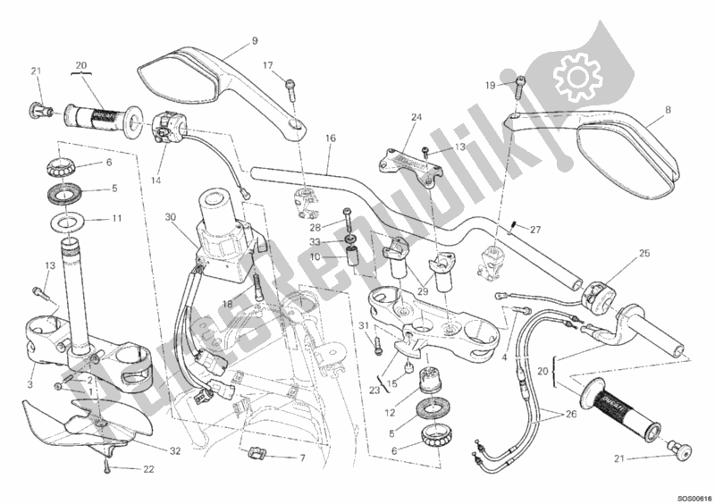 Toutes les pièces pour le Guidon du Ducati Multistrada 1200 USA 2011